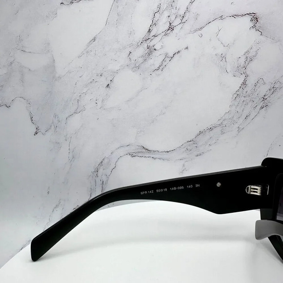 Prada Sunglasses Black Square Oversized Triangle Logo Italy Gradient Lens - Picture 15 of 16